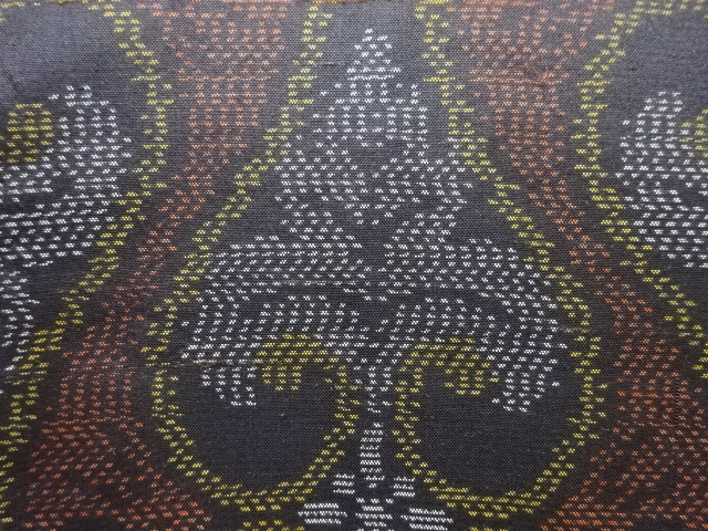 JAPANESE KIMONO / ANTIQUE KIMONO / SILK / DORO OSHIMA TSUMUGI / WOVEN ABSTRACT TATEWAKU PATTERN